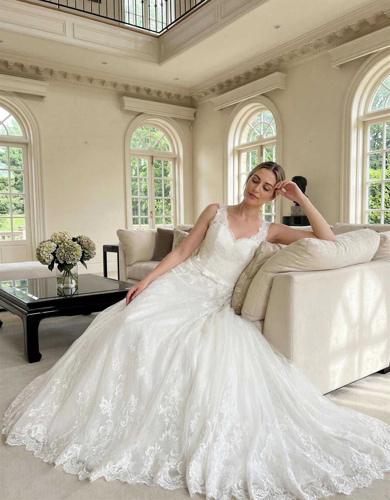 Vestido de novia Gavina (encaje, tul · princesa) - Outlet Nupcial