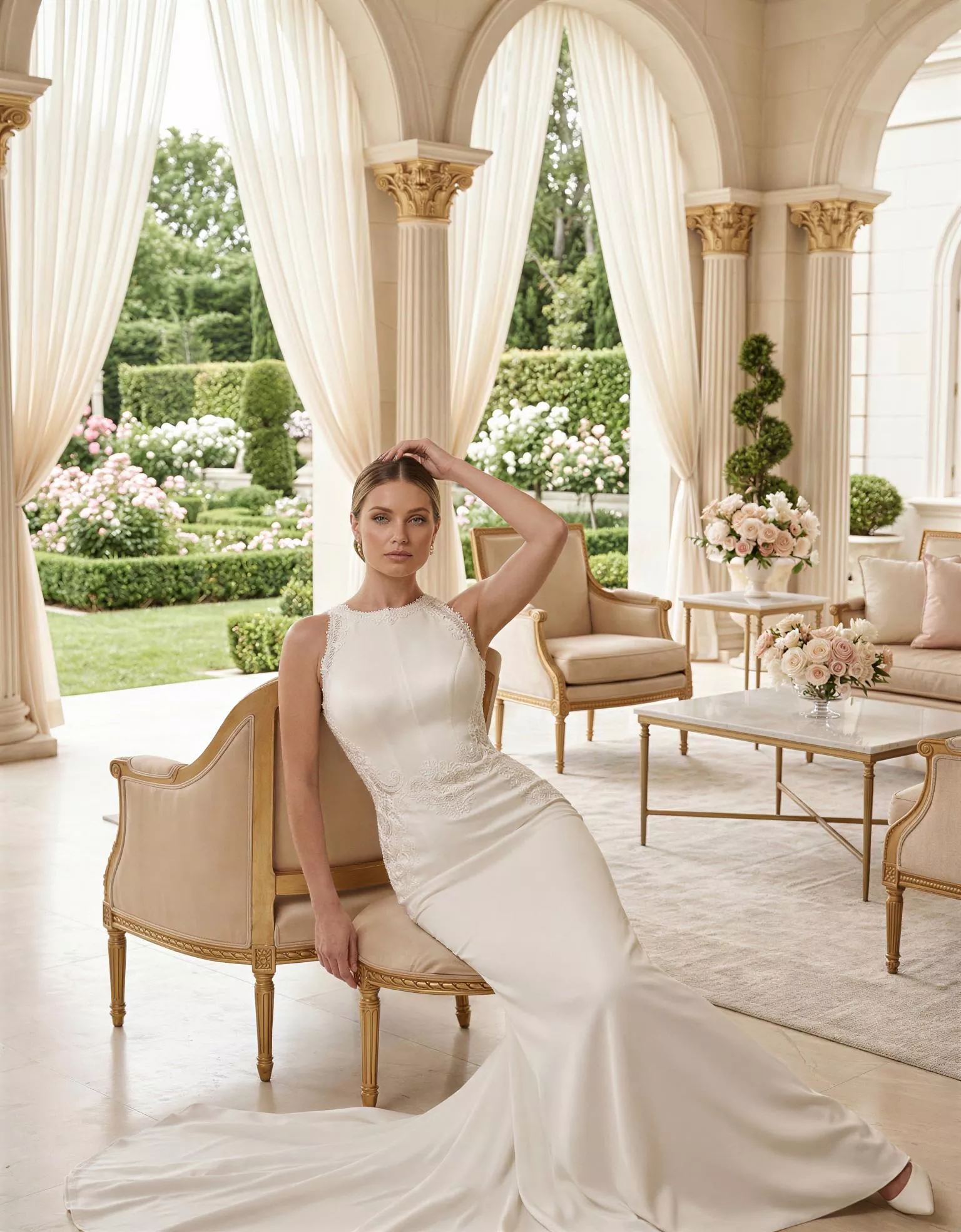 vestido-novia-nivarae-outletnupcial-crepé-escotecerrado-espaldacerrada-frente-atelierdebodas