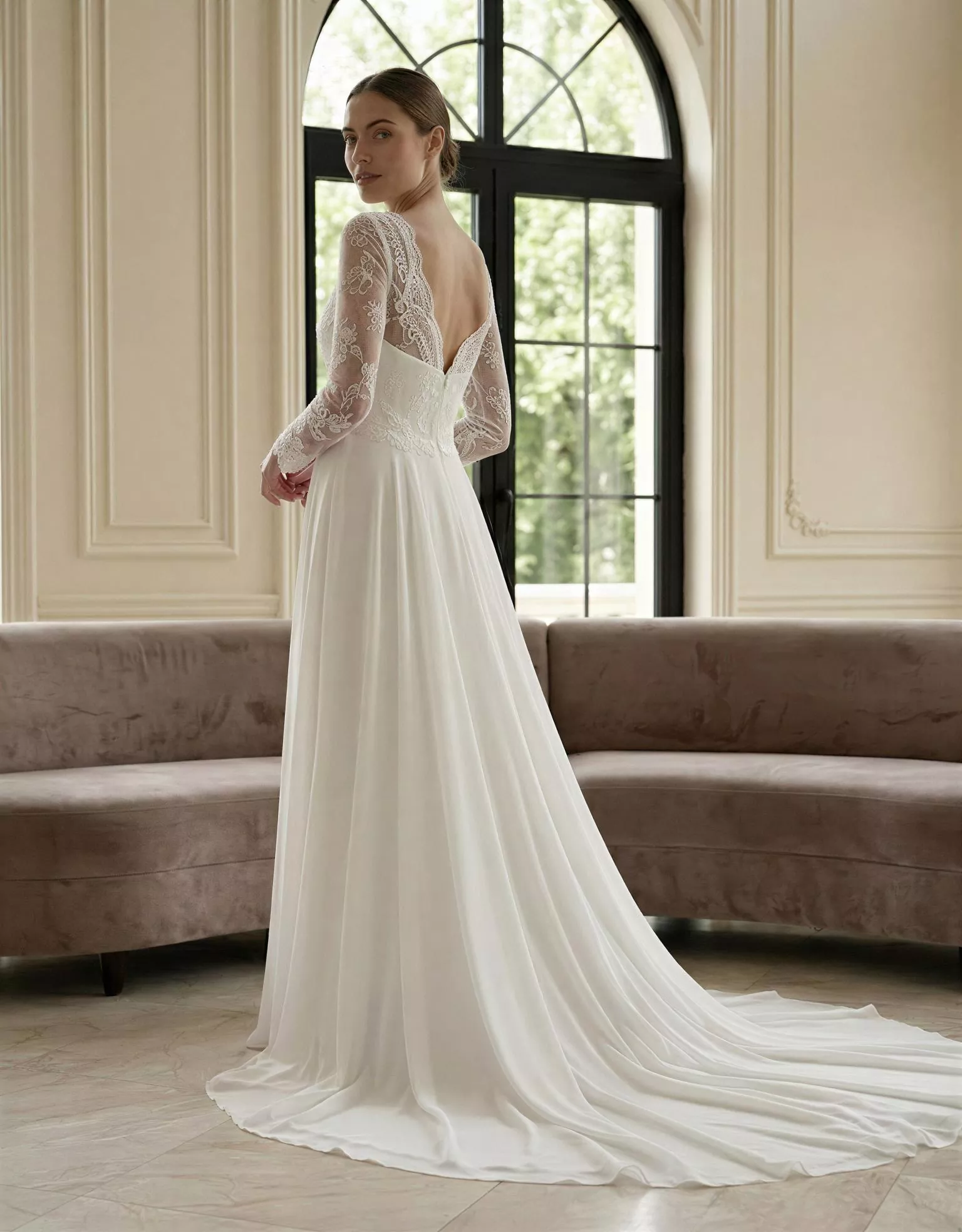 vestido-novia-olyndra-outletnupcial-encaje-escotecorazón-espaldaenv-atelierdebodas