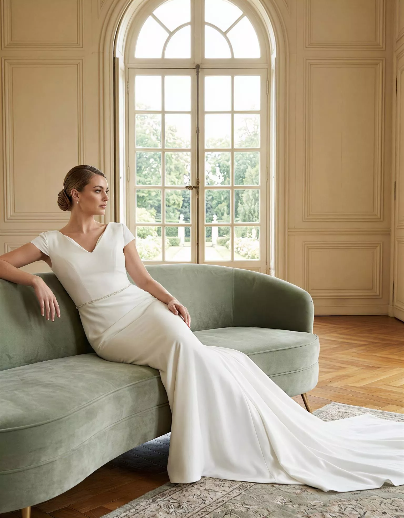 vestido-novia-vexilon-outletnupcial-crepé-escoteenv-espaldacerrada-atelierdebodas