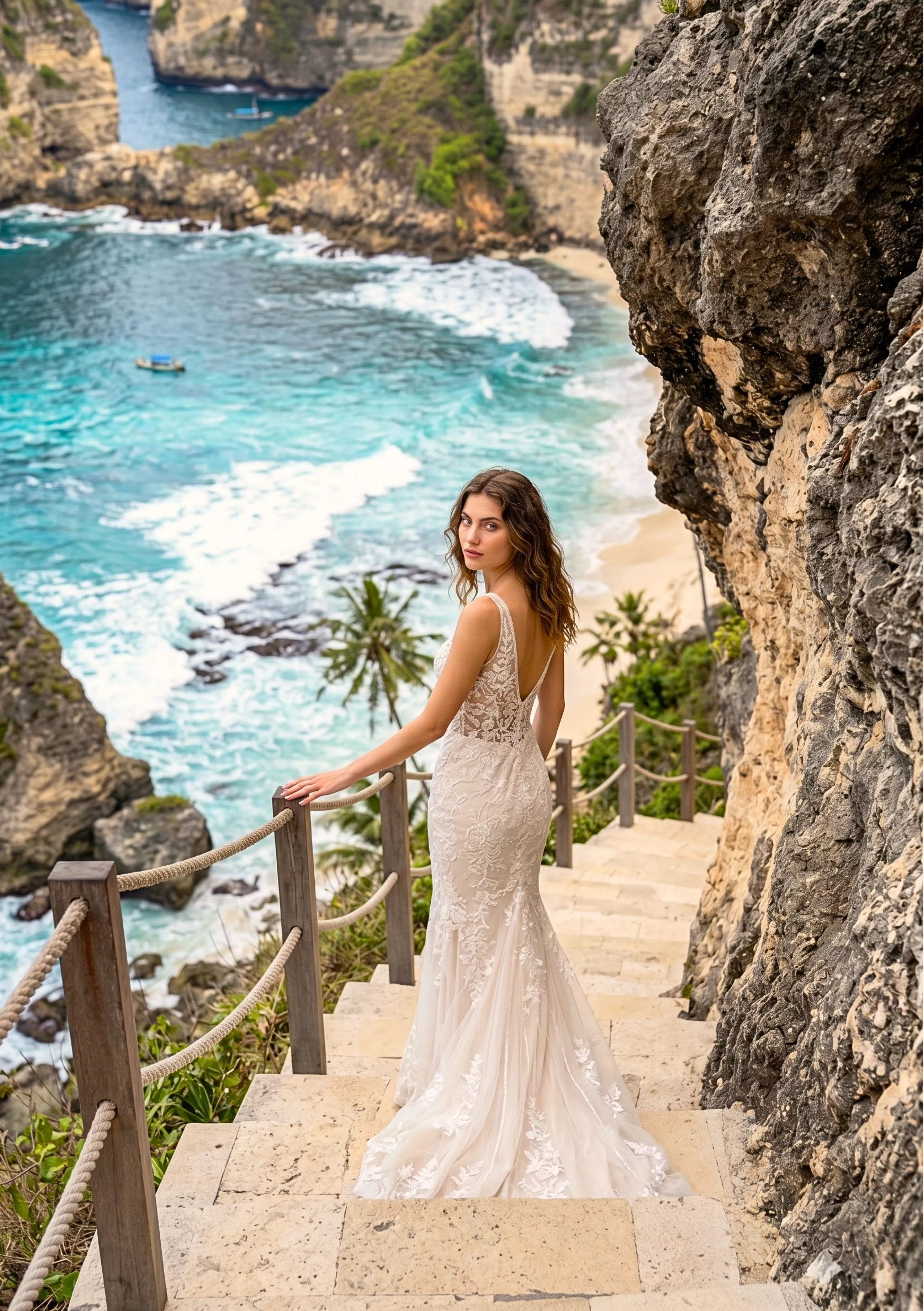 Vestido de Novia Silueta Sirena con Encaje Botánico y Espalda Baja CELESTE 2