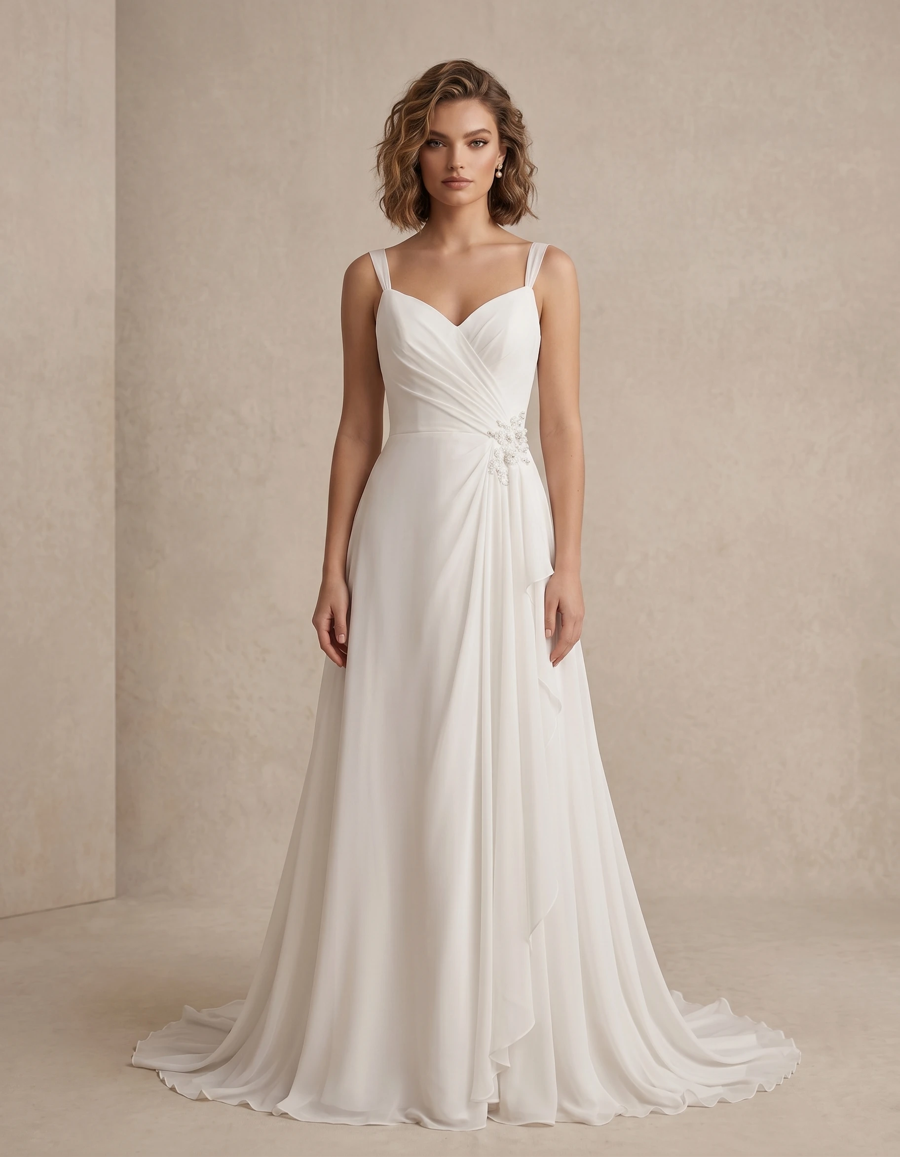 vestido-novia-llana-crepe-escotecuadrado-espaldacuadrado-frente-outletnupcial