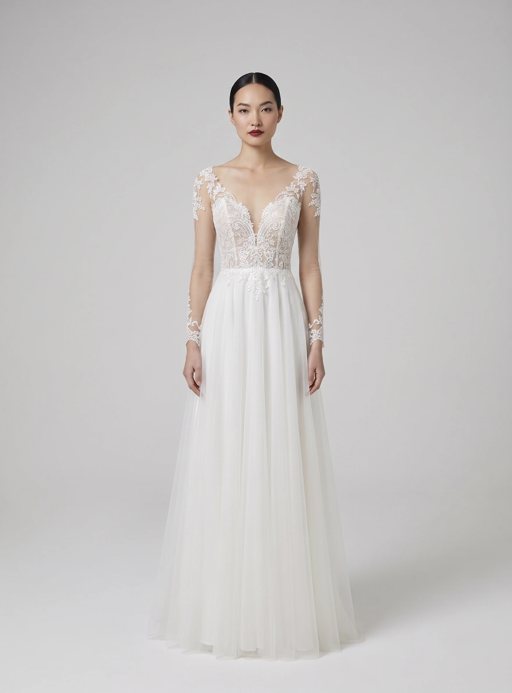Vestido de novia Lucía manga larga outlet - Outlet Nupcial