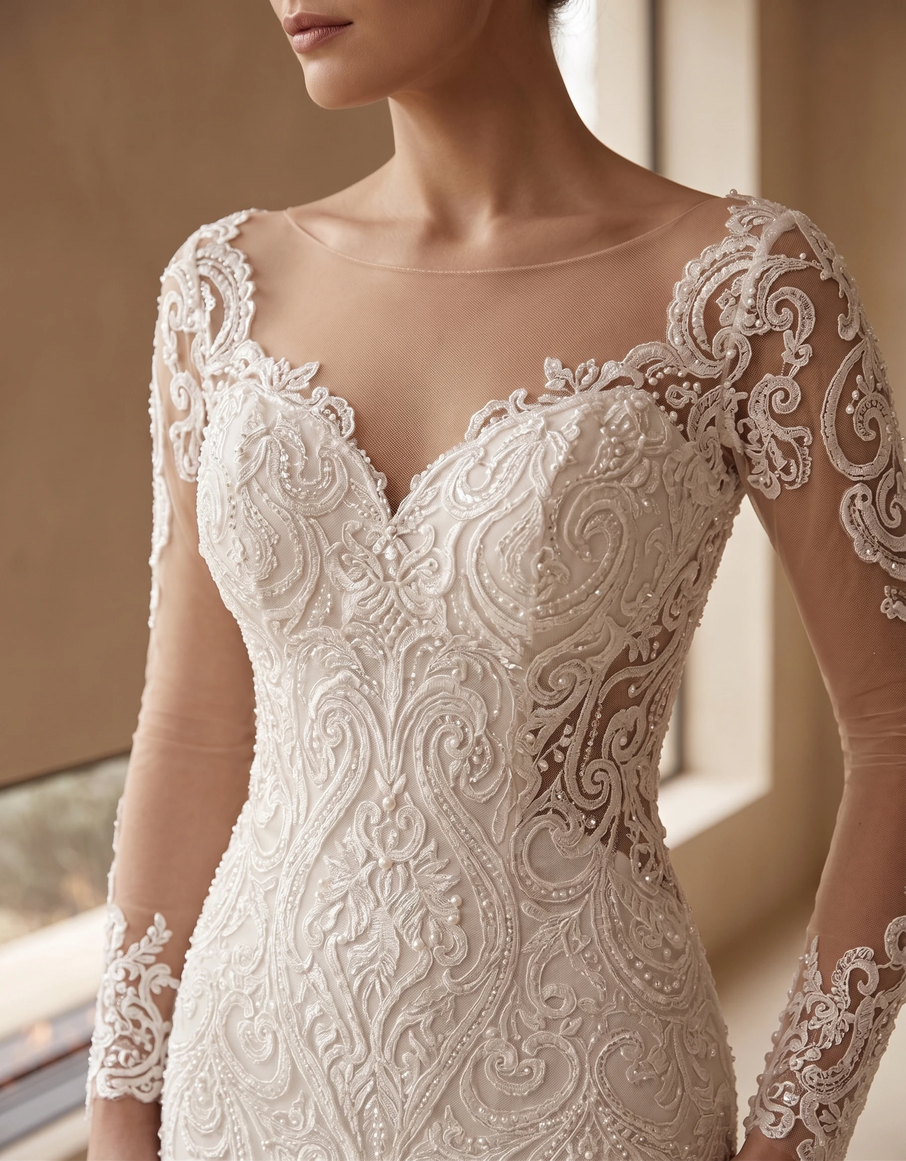 vestido-novia-orquidea-encaje-escoteilusion-espaldailusion-detalle-outletnupcial