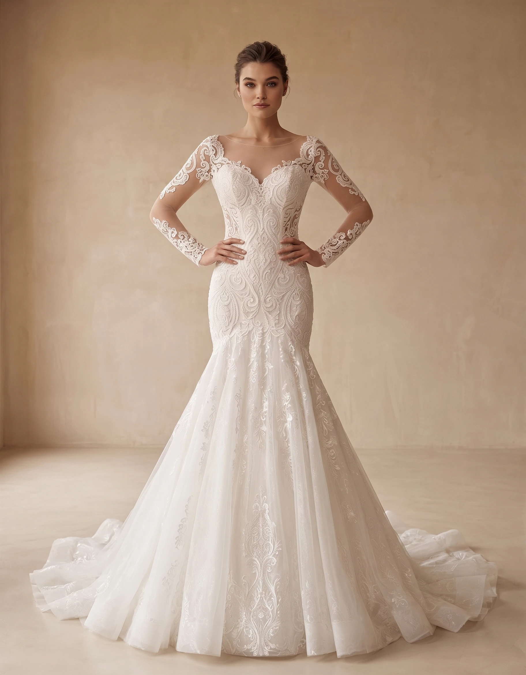 Vestido de novia Orquidea manga larga outlet - Outlet Nupcial